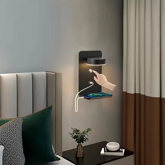 Led Wall Lamp Modern Simplicity Interior Wall Light Bedroom Night Lamp Bedside Lamp LED Light with Usb Mobile Phone Charging