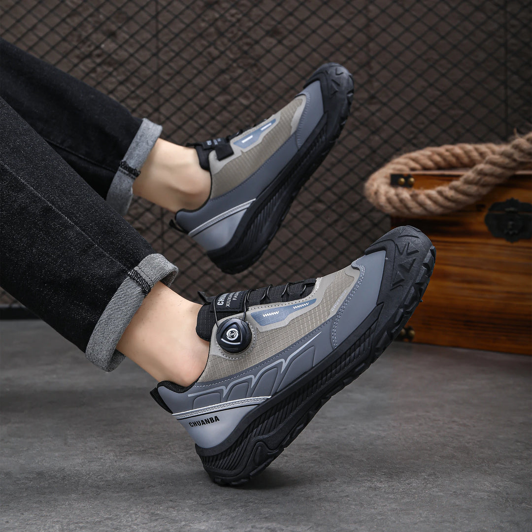 Men's low top hiking shoes, outdoor sports shoes, breathable, anti slip, wear-resistant, rotating buckle hiking shoes
