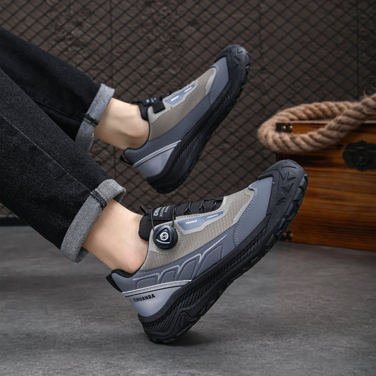 Men's low top hiking shoes, outdoor sports shoes, breathable, anti slip, wear-resistant, rotating buckle hiking shoes