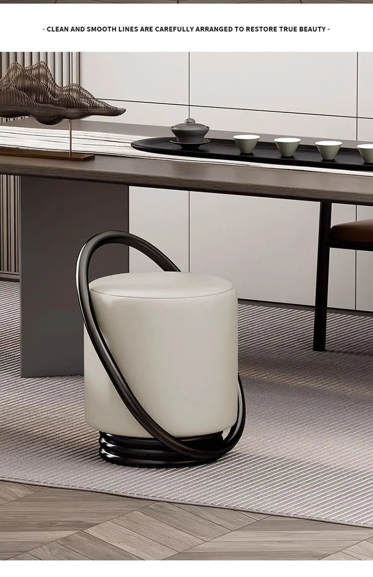 Dressing Table, Stool, Home Living Room Coffee Table, Simple Bedroom Makeup Sofa, Nordic Modern Light Luxury Round Dressing