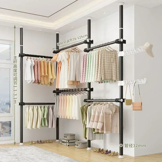 Dressing Rooms Hanger Floor Clothes Racks Clothing Shoe Floor Bedroom Garment Rack Rail Free Standing Percheros Furniture