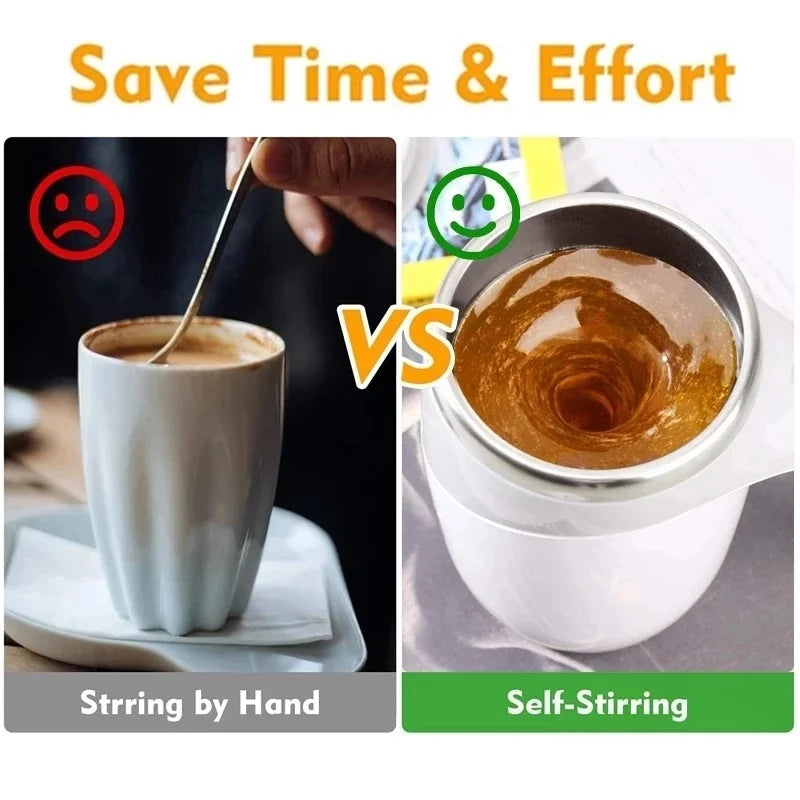Automatic Mixing Cup 380ml Portable Rechargeable Electric Stirring Stainless Steel Magnetic Rotating Blender Stirring Cup