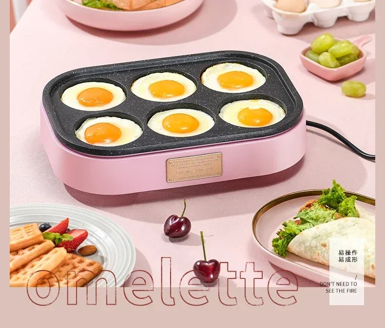 Fried egg burger machine non-stick flat bottom household frying pan breakfast pancake pancake pan small four-hole fried artifact