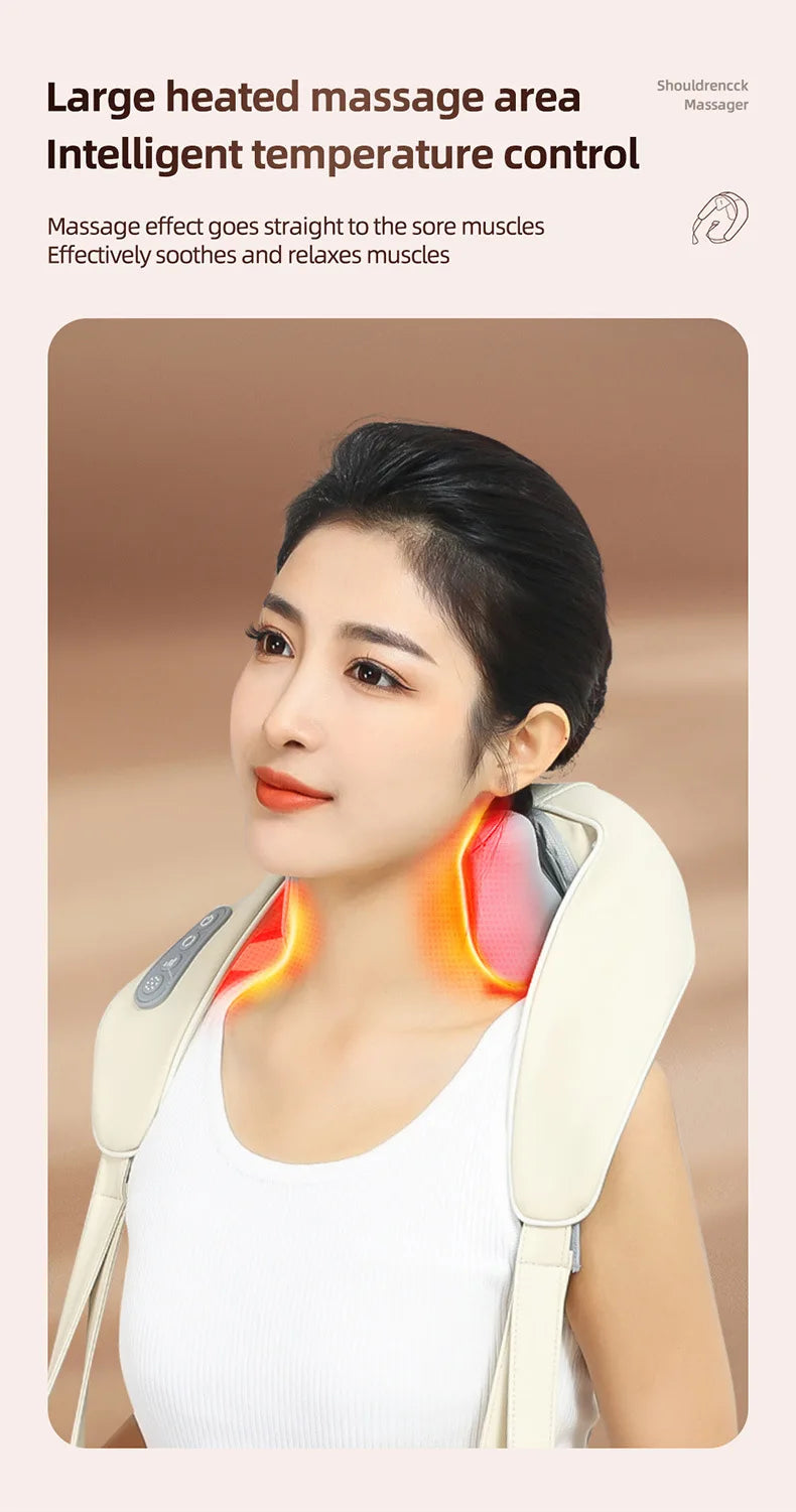 Shoulder and Neck Massager for Pain Relief Deep Tissue 6D Shiatsu Neck and Shoulder with Heat Rechargeable Cordless Back Massage