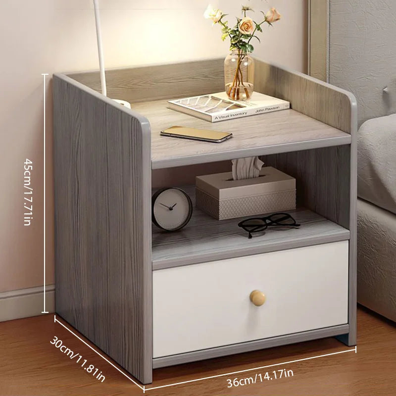 Bedroom Bedside Table with Drawer Storage Nightstand Living Room Sideboard Furniture Multi-Layer Storage Cabinet Small Desk