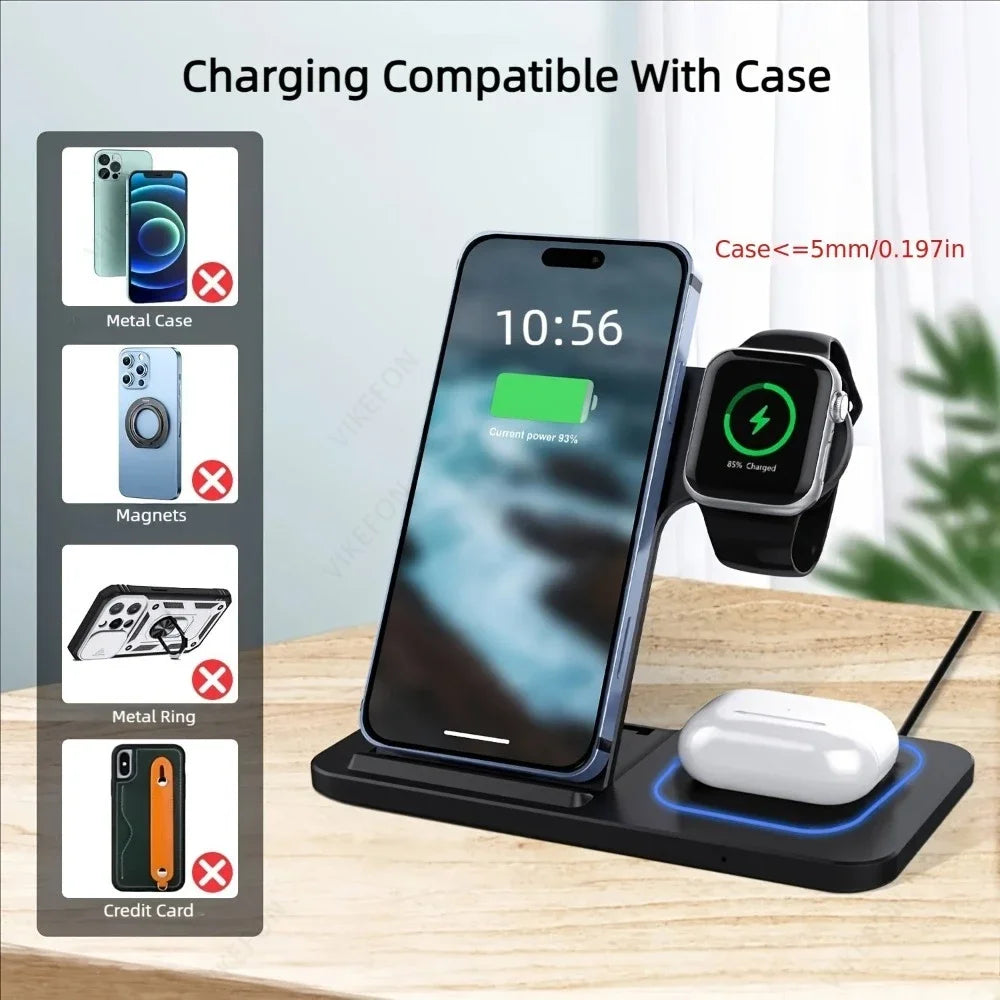 Foldable 3-in-1 Wireless Charging Station