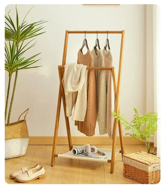 Floor Folding Clothes Hanger Bathroom Hanger Towel Rack Home Multifunction Practical Simple Moistureproof Coat Storage Shelves
