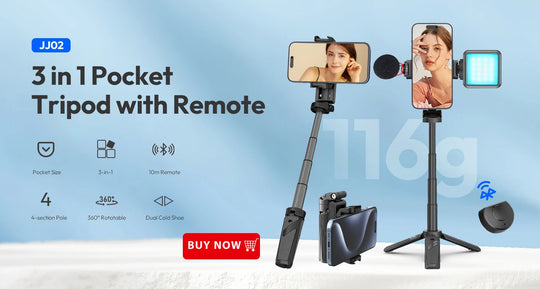 White Foldable Tripod & Monopod Mount for DSLR, Android, iPhone, Smartphone (1/4'' Thread)