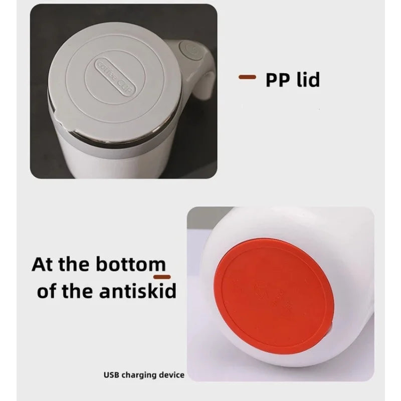 Automatic Mixing Cup 380ml Portable Rechargeable Electric Stirring Stainless Steel Magnetic Rotating Blender Stirring Cup