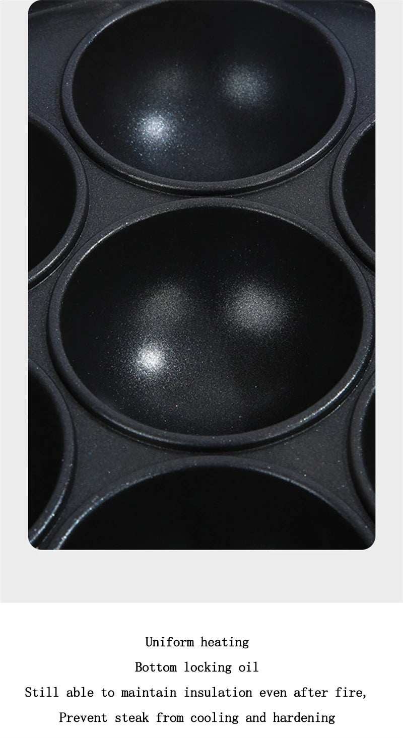 7 Hole Cake Cooking Pan Cast Iron Omelette Pan Non-stick Cooking Pot Breakfast Egg Cooking Pie Cake Mold Cookware Kitchenware