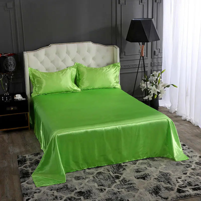High End Rayon Queen Size Bed Sheet Set Luxury Solid Satin Silky Bedsheet Set High Quality Single Double Sheets No Pillowcase