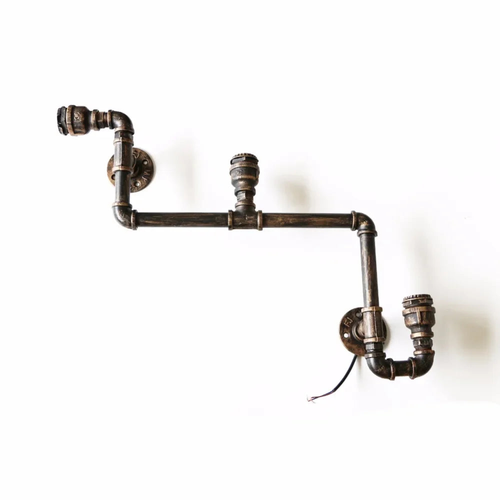 3 Head Loft Industrial Wall Lamp Antique E27 Edison Bulbs Vintage Water Pipe Wall Lamp For Living Room Home Lighting