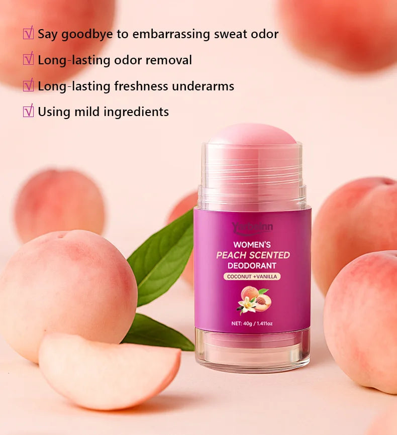 peach Deodorant set - 72H Freshness, Aluminum-Free, Sweet Scent for Women, School Safe for Sensitive Refreshing and non-greasy