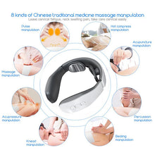 Load image into Gallery viewer, Electric Neck and Shoulder Pulse Massager 4 mode 15 levelsadjustable Heat Cervical Vertebra Relax Pain Relief Kneading Machine
