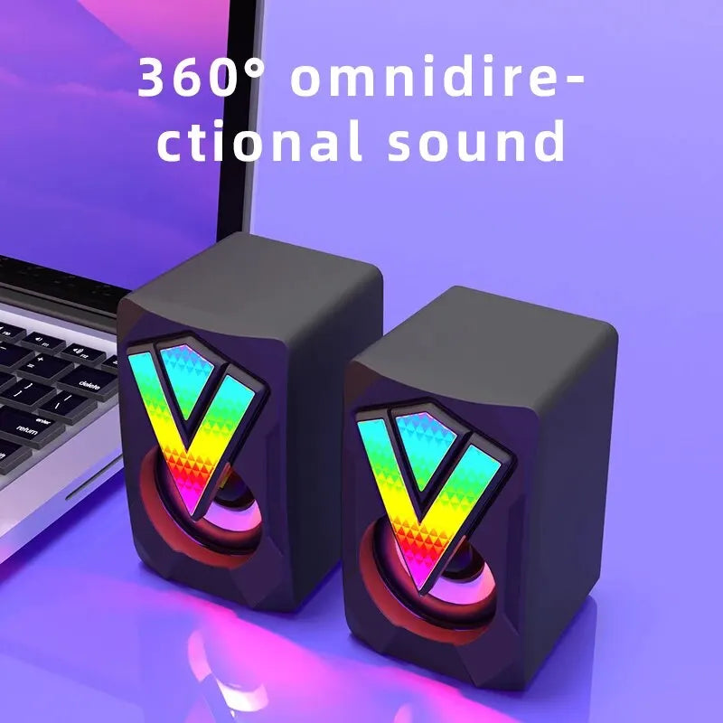 HIFI Stereo Computer Speakers with Mic & LED Light