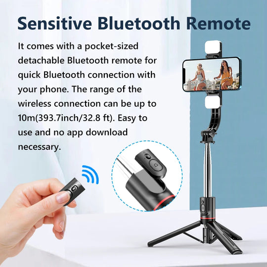 Wireless Bluetooth Double Fill Light Tripod with Remote Shutter for Android & iOS Smartphones