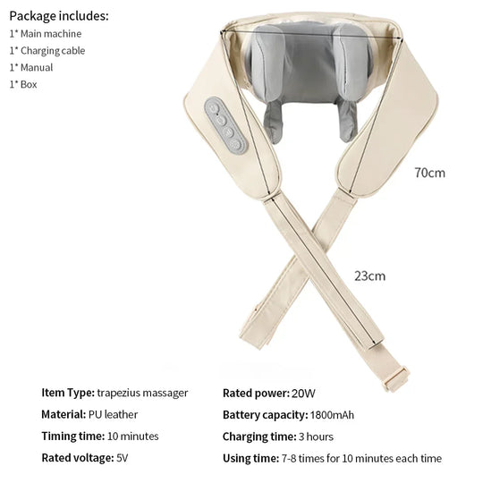 Shoulder and Neck Massager for Pain Relief Deep Tissue 6D Shiatsu Neck and Shoulder with Heat Rechargeable Cordless Back Massage