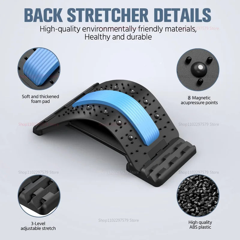 Back Stretcher Multi-Level Adjustable Massager Waist Neck Fitness Lumbar Cervical Spine Cervical Spine Support Massager