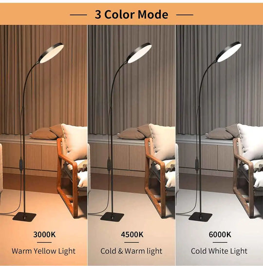LED Floor Lamp Bright Tall Standing Lamp with 4 Brightness Levels 4 Color Temperatures Adjustable Gooseneck Standard Lamp