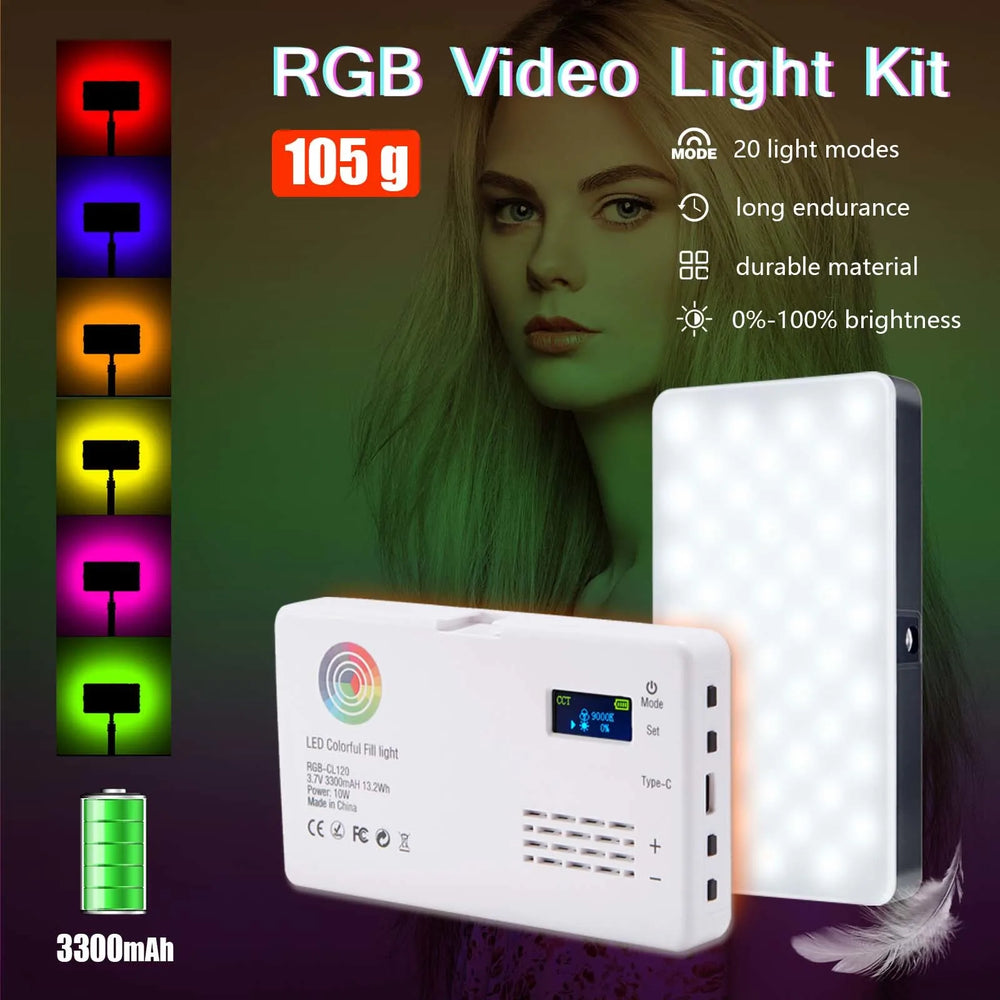 2500K-8500K Bi-Color CRI 95+ RGB LED Camera Video Light Photographic Fill Panel Pocket Lighting Full Color Lamp for YouTube Vlog