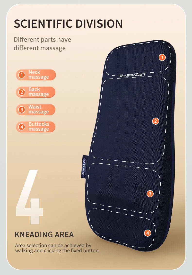 Shiatsu Neck and Back Massager with Heat Full Back Fixed Point Knead Rolling Ultra Slim Massage Cushion for Home Office Seat Use