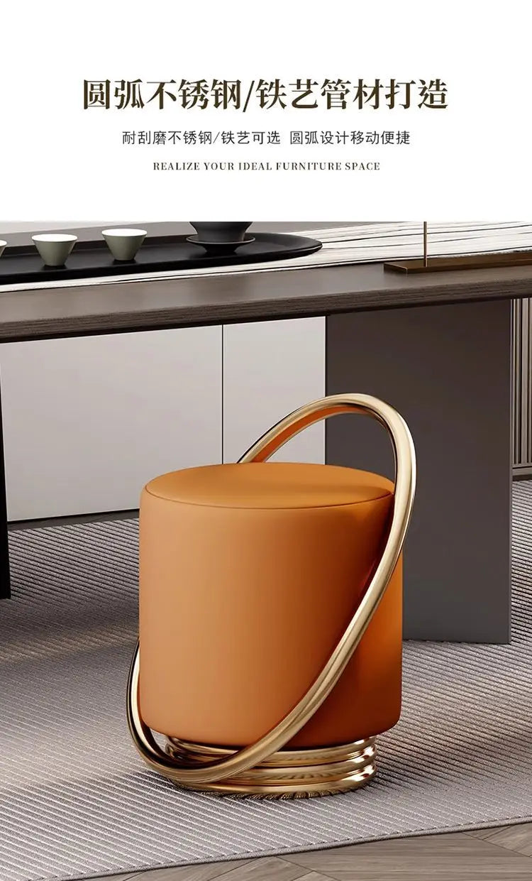 Dressing Table, Stool, Home Living Room Coffee Table, Simple Bedroom Makeup Sofa, Nordic Modern Light Luxury Round Dressing