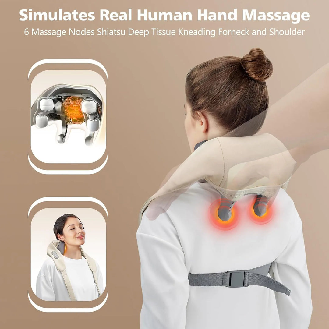 Neck Massager, Cordless Shiatsu Shoulder Back Massager with Soothing Heat, Electric Deep Tissue, for Neck,Waist, Traps, Back