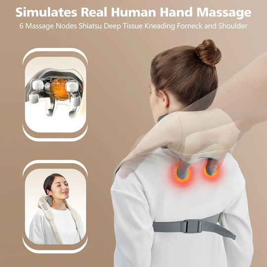Neck Massager, Cordless Shiatsu Shoulder Back Massager with Soothing Heat, Electric Deep Tissue, for Neck,Waist, Traps, Back