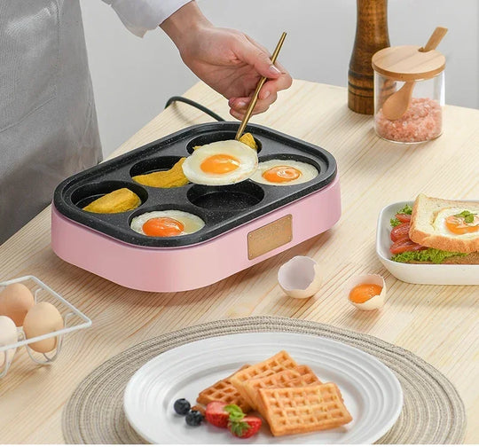 Fried egg burger machine non-stick flat bottom household frying pan breakfast pancake pancake pan small four-hole fried artifact