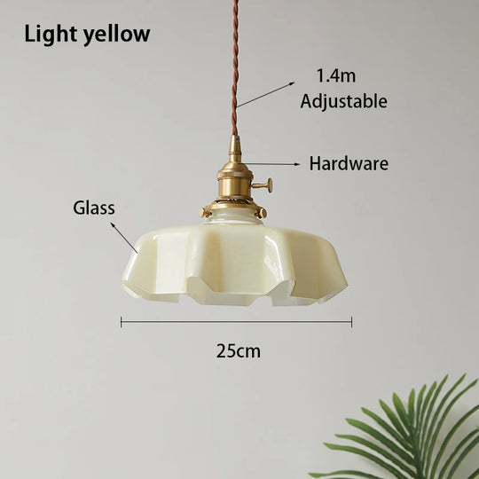 Modern Glass Flower Long-linePendant Lamp With Switch Aluminum all-Copper Lamp Head Bedroom Bedside And Dining Room Lighting