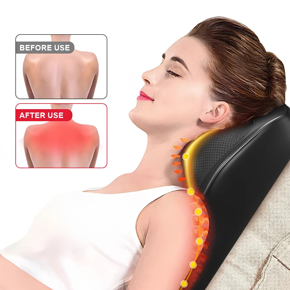 Neck Pillow Massager 3 Speed Adjustment Vibration Heating Massage Machine Can Be Used To Relax Shoulder, Neck, And Back Muscle