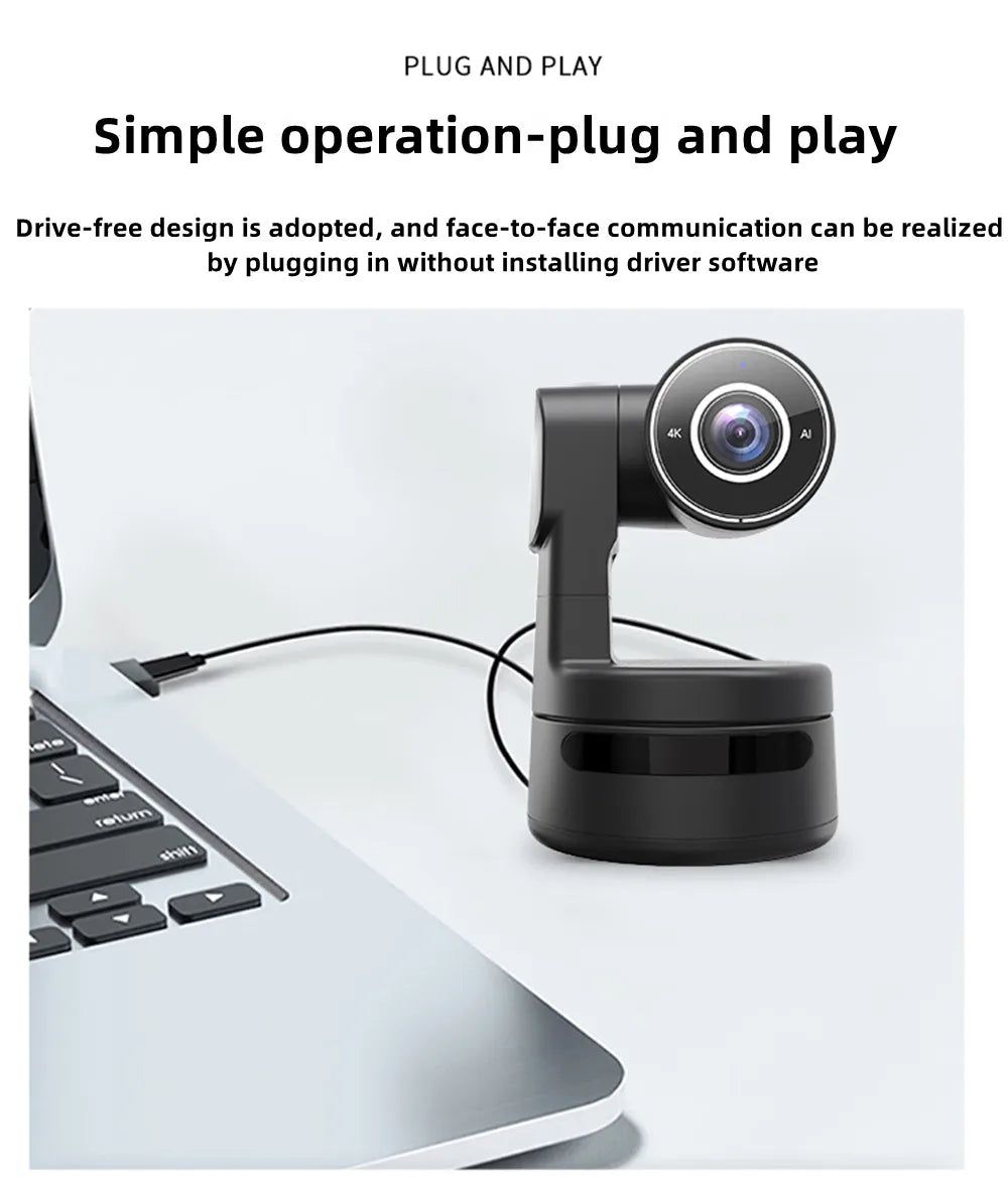 4K PTZ Webcam with AI Framing