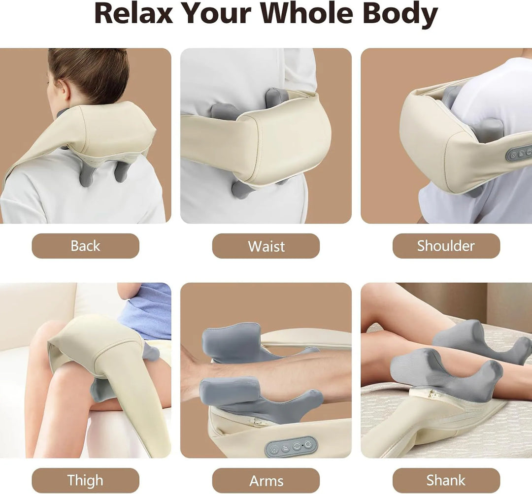 Neck Massager, Cordless Shiatsu Shoulder Back Massager with Soothing Heat, Electric Deep Tissue, for Neck,Waist, Traps, Back
