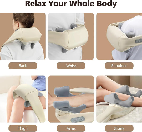 Neck Massager, Cordless Shiatsu Shoulder Back Massager with Soothing Heat, Electric Deep Tissue, for Neck,Waist, Traps, Back