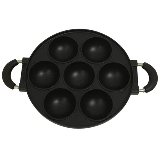 7 Hole Cake Cooking Pan Cast Iron Omelette Pan Non-stick Cooking Pot Breakfast Egg Cooking Pie Cake Mold Cookware Kitchenware