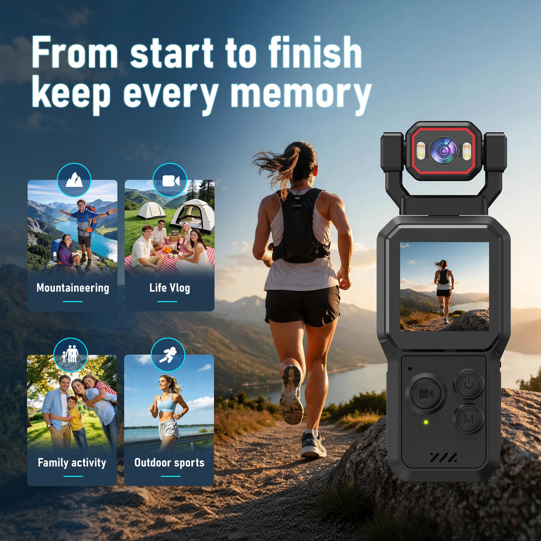 1080P Mini Portable Camera Rotatable Lens Handheld Vlog Recorder Compact Travel Video Camera 180° Adjustable Angle