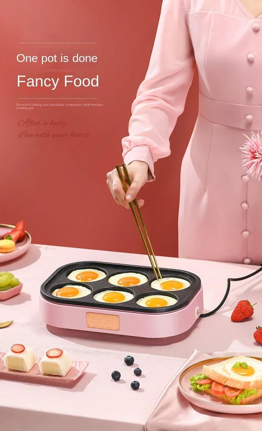 Fried egg burger machine non-stick flat bottom household frying pan breakfast pancake pancake pan small four-hole fried artifact