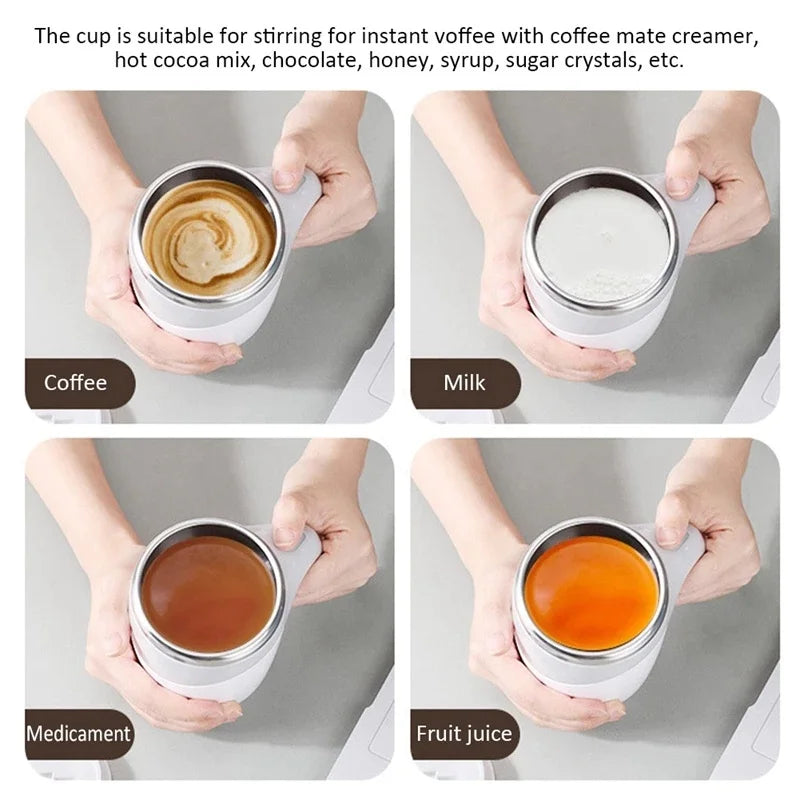Automatic Mixing Cup 380ml Portable Rechargeable Electric Stirring Stainless Steel Magnetic Rotating Blender Stirring Cup