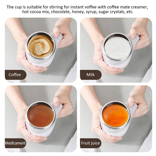 Automatic Mixing Cup 380ml Portable Rechargeable Electric Stirring Stainless Steel Magnetic Rotating Blender Stirring Cup