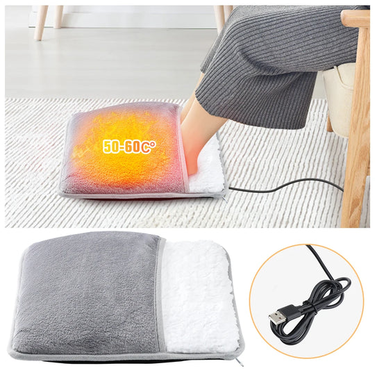 Winter Electric Foot Heating Pad USB Charging Soft Plush Washable Foot Warmer Heater Improve Sleeping Household Foot Warming Mat - Jscomfortzstore