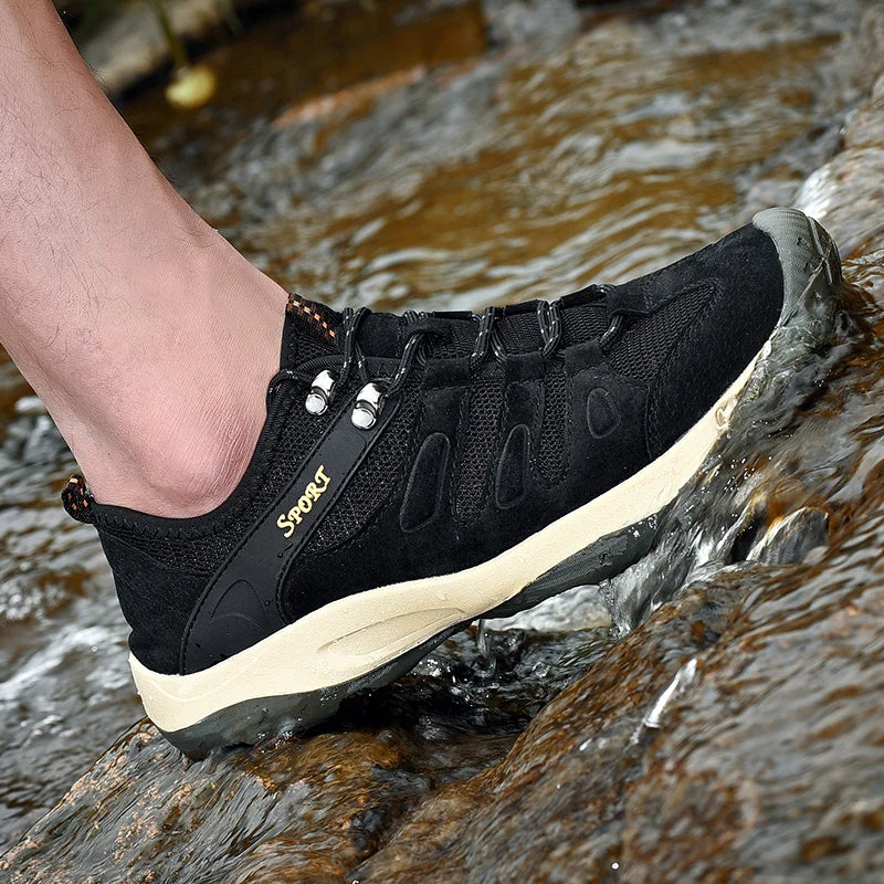 New Low-Top Lace-Up Hiking Shoes for Men Outdoor Hiking Shoes Travel Casual Shoes Breathable Treking Footwear Non-Slip Sneakers