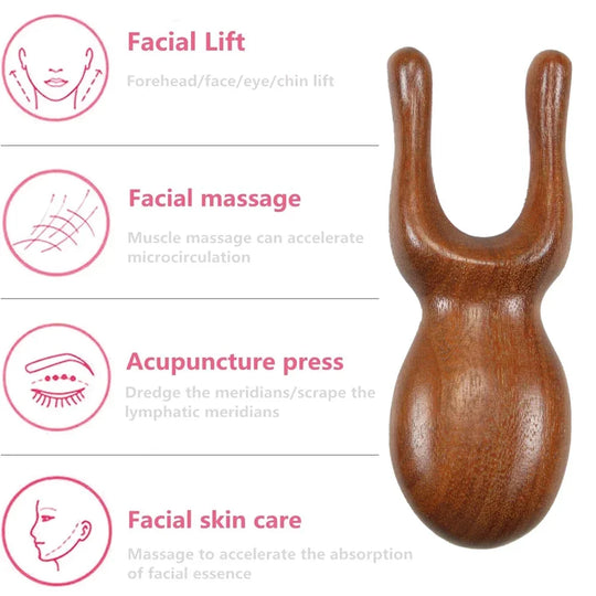 Natural Sandalwood Gua Sha Massager and Facial Combs Set for Face and Scalp Care - Jscomfortzstore