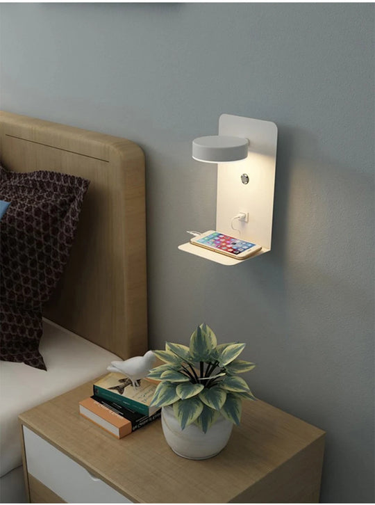 Led Wall Lamp Modern Simplicity Interior Wall Light Bedroom Night Lamp Bedside Lamp LED Light with Usb Mobile Phone Charging