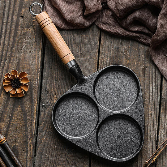 3/4/5 Hole Cast Iron Omelet Pan Non-Stick Cooking Egg Ham Pan Breakfast Grill Cooking Pot Egg Frying Pan Pancake Pan