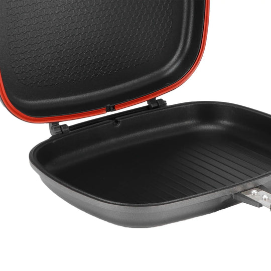Double Side Pan Grill Pan Frying Double Side Portable Anti‑Burn Handle Kitchen Supplies Grill Pot 32cm/12.6in Pan Portable Pan