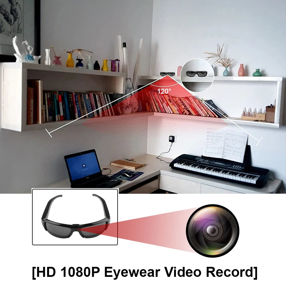 Portable 1080P HD Mini Glasses Camera Video Recorder Wearable Sunglasses Camera Outdoor Sports DV DVR Surveillance Camcorder