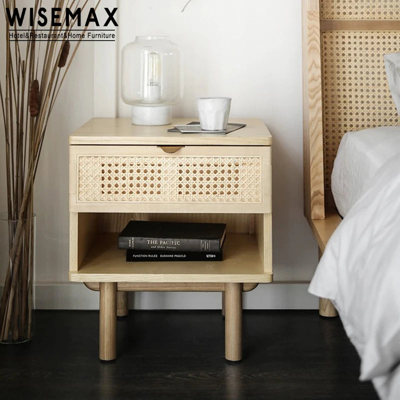 Modern Bedroom Furniture Wooden Bedside Table Nightstand Cabinet Bed End Side Table With Drawer For Home Use