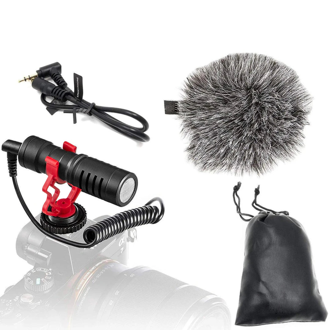 Professional Interview Condenser Video Shotgun Microphone with 3.5mm Audio Cable for DSLR DV Camcorder iPhone Andoid Smartphone