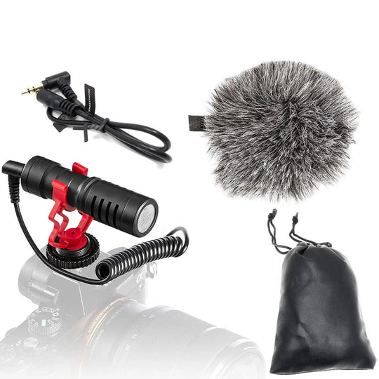 Professional Interview Condenser Video Shotgun Microphone with 3.5mm Audio Cable for DSLR DV Camcorder iPhone Andoid Smartphone
