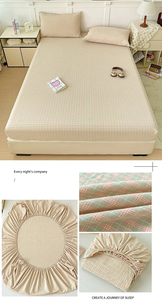 Pure Cotton Fitted Sheet Adults Kids Room Bedsheets Single/Twin/Queen/King Size Bed Cover простынь Soft Mattress Protector